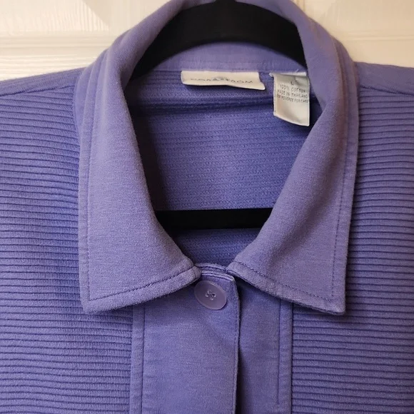 Nordstrom Women's CollectionPurple/Lilac Button Front CottonRibbed Jacket Size L - Picture 5 of 10